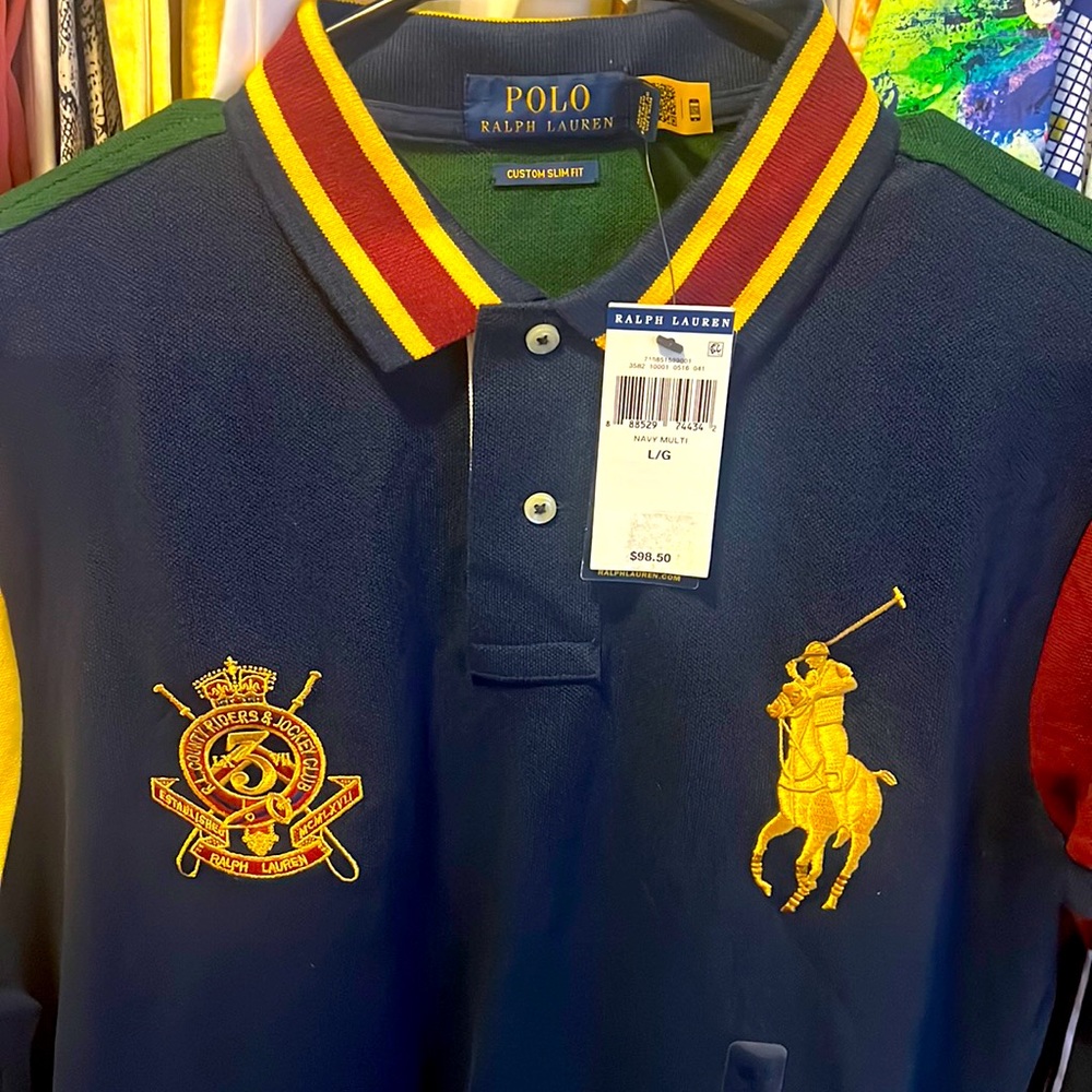 Brand NWT Polo Ralph Lauren Navy Multicolored polo